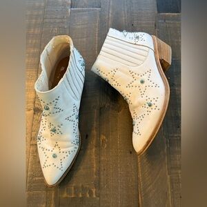 White Embellished Ankle Boots